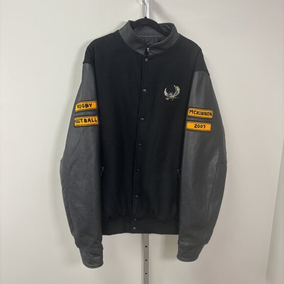 Unbranded Other - Vintage Owls Varsity Jacket XL Leather Wool Rugby Football Letterman Outerwear